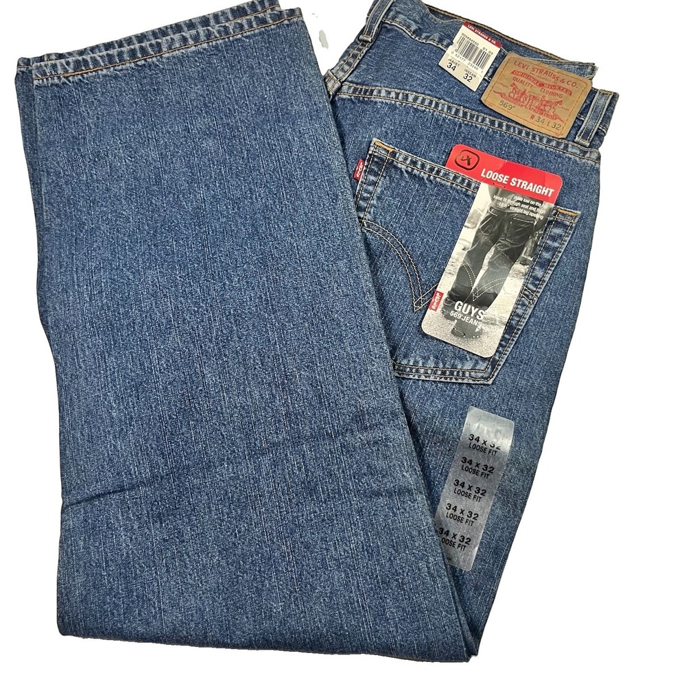 VTG Levi's 569 Loose Straight Fit Jeans Mens 34x32 Vintage Wash Denim NWT Baggy